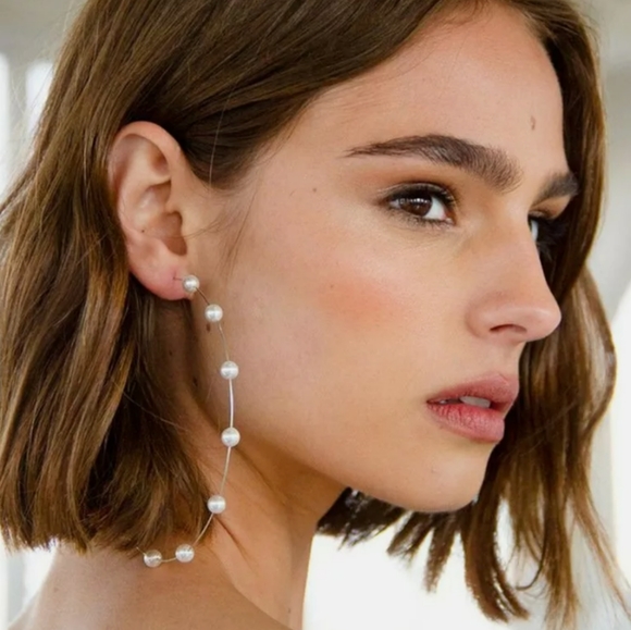 Woman's 925 silver with faux pearl earrings - Picture 2 of 5